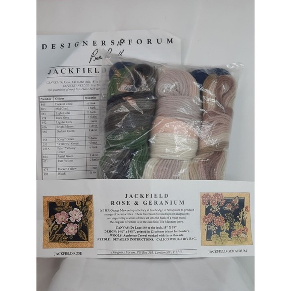 Beth Russell Jackfield Geranium Needlepoint Kit Appleton Wool NO CANVAS - Picture 1 of 8